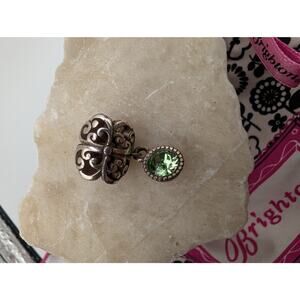 Brighton Silver Tone Scroll Green Gemstone Dangle Charm for Bracelet